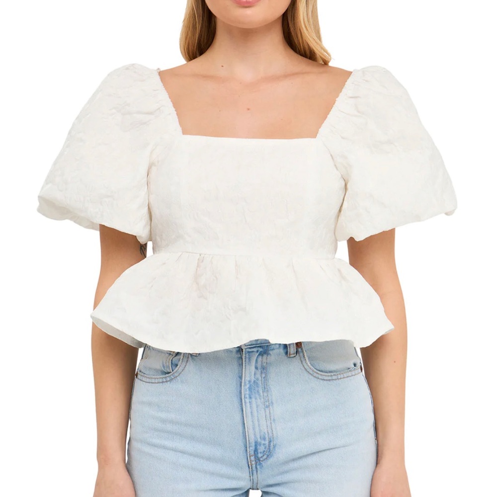 Endless Rose peplum puff sleeve top